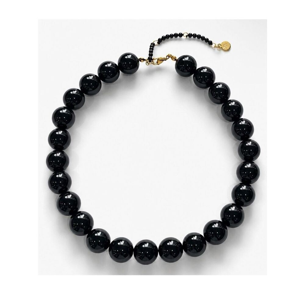 Black Agate Beaded Necklace by Mayamar